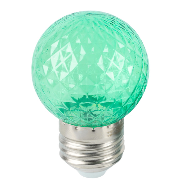 Лампа светодиодная Feron LB-385 шар зеленый прозрачный E27 1W 230V 52163