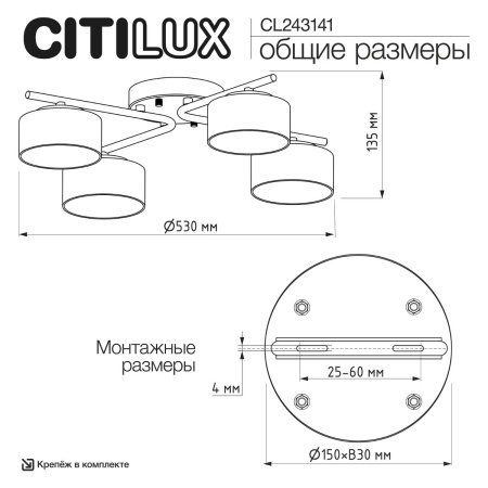 Потолочная люстра Citilux Espace CL243141