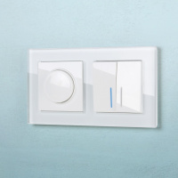 Выключатель двухклавишный проходной с подсветкой белый WL01-SW-2G-2W-LED Werkel