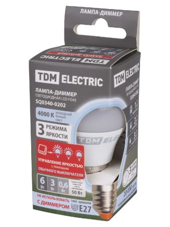 Лампа светодиодная диммируемая TDM Electric E27 6W 4000K матовая SQ0340-0202
