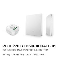 Реле с кинетическими выключателями, IP44, Wi-Fi 2,4 ГГц, Smart, 2выкл., 1 реле. бел. Apeyron 04-74