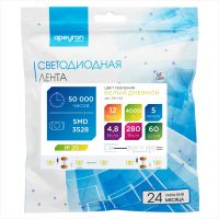 Светодиодная лента Apeyron 12В СТ 4,8Вт/м smd3528, 60д/м IP20 280Лм/м 5м 4000К 00-142