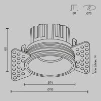 Встраиваемый светильник Maytoni Round DL058-12W2.7K-TRS-B
