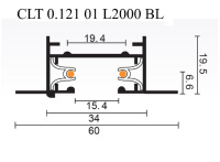 Шинопровод шинопровод встраиваемый однофазный Crystal Lux CLT 0.121 01 L2000 BL