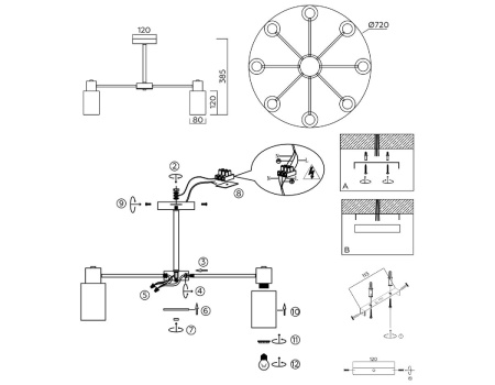 Люстра на штанге Ambrella Light Traditional Modern TR9584