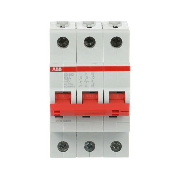 Рубильник модульный ABB SD203/63 3P 63А рычаг красный (выключатель нагрузки)