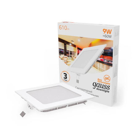 Светодиодный светильник Gauss 940111109 ультратонкий IP20 9W 2700K