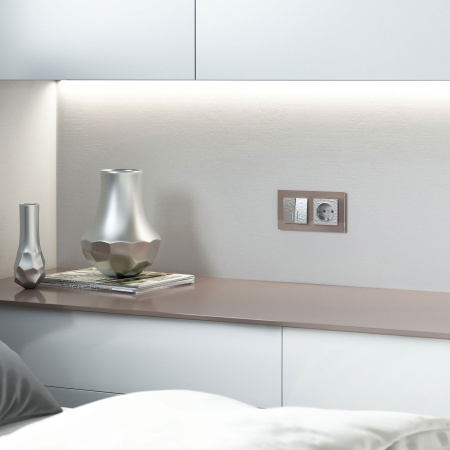 Выключатель Werkel Hammer двухклавишный с подсветкой серебряный W1220106