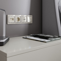 Выключатель двухклавишный проходной с подсветкой слоновая кость WL03-SW-2G-2W-LED-ivory Werkel