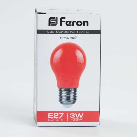 Лампа светодиодная Feron E27 3W красный Шар Матовая LB-375 25924