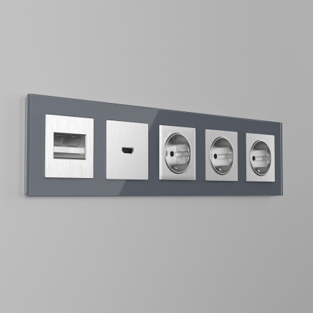 Накладка для розетки HDMI серебряный рифленый WL09-HDMI-CP Werkel