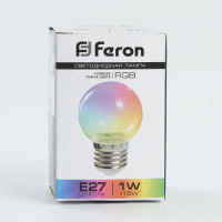 Лампа светодиодная Feron E27 1W RGB прозрачный LB-37 38132