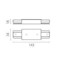 Питание центральное короткое (143mm) для шинопровода 50202X(-T), 50203X(-T) Barra Lightstar 502187-1