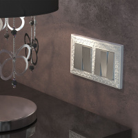 Выключатель двухклавишный проходной серебряный рифленый WL09-SW-2G-2W Werkel