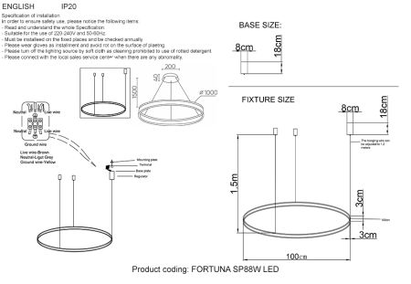 Подвесная люстра Crystal Lux FORTUNA SP88W LED GOLD