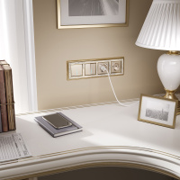 Выключатель двухклавишный с подсветкой шампань WL11-SW-2G-LED Werkel