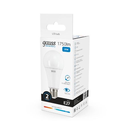 Лампа светодиодная Gauss E27 20W 6500K матовая 23239