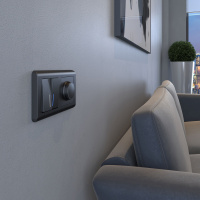 Выключатель двухклавишный с подсветкой графит рифленый WL04-SW-2G-LED Werkel