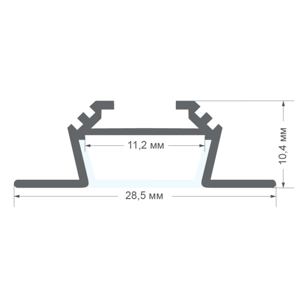 Профиль угловой накладной Apeyron ширина ленты до 10мм (рассеиватель, заглушки - 2шт) 08-07-ЧБ