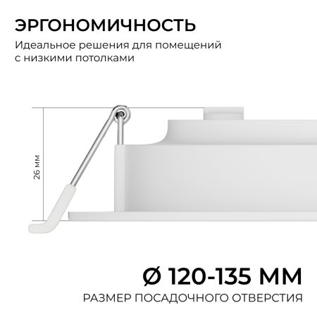Встраиваемая светодиодная панель Apeyron 3 ССT 06-162