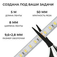 Светодиодная лента Apeyron 24В, 9,6 Вт/м, 800 лм/м, 4000К, smd2835, 120 д/м, IP65, 5м 00-442