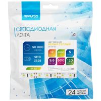 Светодиодная лента Apeyron 12В СТ 9,6Вт/м smd3528, 120д/м IP20 600Лм/м 5м 3000К 00-32
