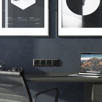 Выключатель двухклавишный проходной черный матовый WL08-SW-2G-2W Werkel