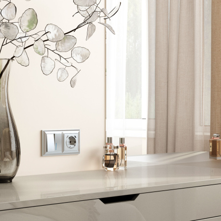 Рамка на 2 поста серебряный WL14-Frame-02 Werkel