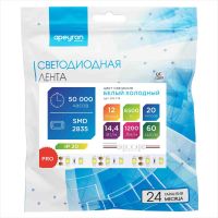 Светодиодная лента Apeyron 12В ПРО 14,4Вт/м smd2835 60д/м IP20 1200Лм/м 20м 6500К 00-114