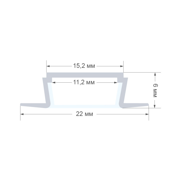 Профиль встраиваемый Apeyron ширина ленты до 10мм (рассеиватель, заглушки - 2шт) 08-06