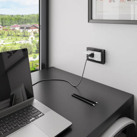 Рамка для двойной розетки черный WL01-Frame-01-DBL Werkel