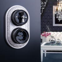 Выключатель Retro двухклавишный на 4 положения черный WL18-01-05 Werkel