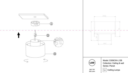 Потолочный светодиодный светильник Maytoni Planet C009CW-L12B