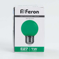 Лампа светодиодная Feron E27 1W Зеленый Шар Матовая LB-37 25117