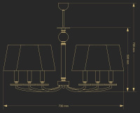Люстра на штанге Kutek Rossano ROS-ZW-6(BN/A)