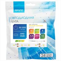 Светодиодная лента Apeyron 12В СТ 4,8Вт/м smd3528, 60д/м IP20 280Лм/м 5м 3000К 00-03