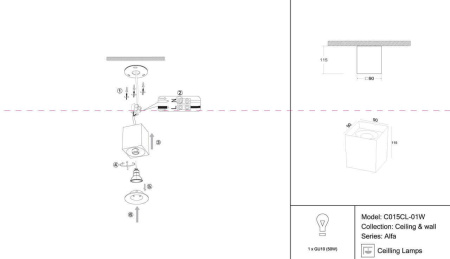 Потолочный светильник Maytoni Alfa C015CL-01W