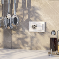 Рамка Favorit для двойной розетки белый стекло WL01-Frame-01-DBL Werkel