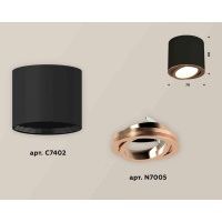 Комплект накладного светильника Ambrella light Techno Spot XS7402004 SBK/PPG черный песок/золото розовое полированное (C7402, N7005)