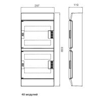 Бокс ABB Mistral41 накладной 48M (4x12) зеленая дверь с винтовым клеммным блоком