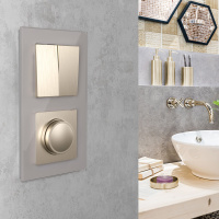 Выключатель двухклавишный проходной шампань рифленый WL10-SW-2G-2W Werkel