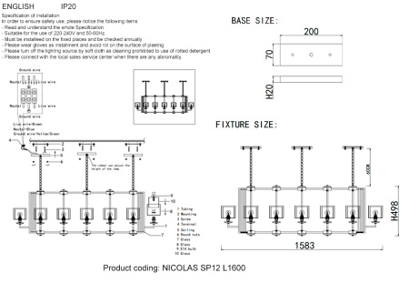 Подвесная люстра Crystal Lux NICOLAS SP12 L1600 GOLD/WHITE
