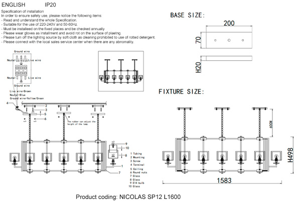 Подвесная люстра Crystal Lux NICOLAS SP12 L1600 GOLD/WHITE