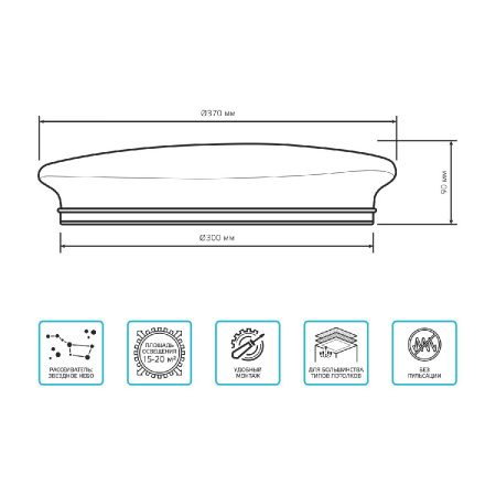Настенно-потолочный светильник Gauss Space Stone 995438224