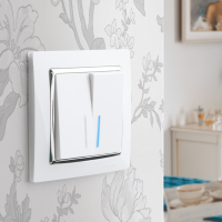 Выключатель двухклавишный проходной с подсветкой белый WL01-SW-2G-2W-LED Werkel