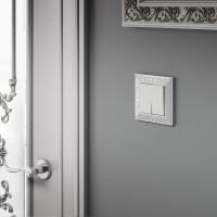 Выключатель двухклавишный с подсветкой перламутровый рифленый WL13-SW-2G-LED Werkel