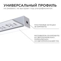 Профиль под штукатурку Apeyron ширина ленты до 10мм (рассеиватель, заглушки - 2шт) 08-50