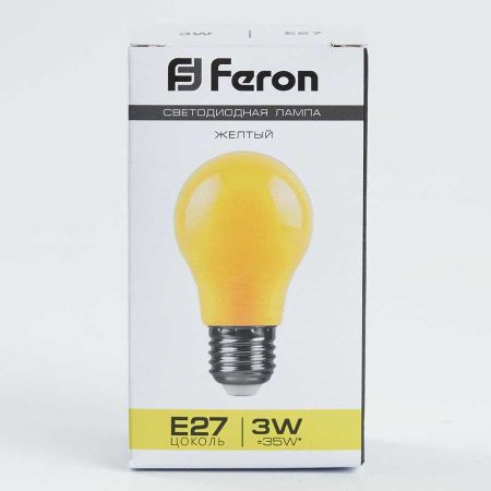 Лампа светодиодная Feron E27 3W желтый Шар Матовая LB-375 25921