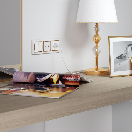 Выключатель двухклавишный проходной белый WL01-SW-2G-2W Werkel