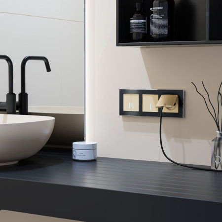 Рамка на 3 поста черный алюминий WL11-Frame-03 Werkel